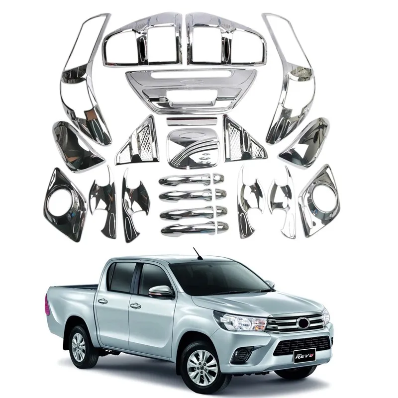 

Car Styling Low-equipped Outer Chrome Panel Decoration Cover Trim Premium Set 25pcs For Toyota Hilux Revo 2016 2017 4-door