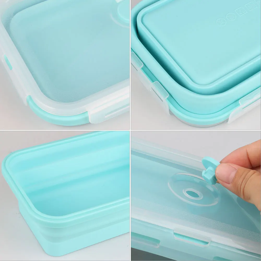 Силиконовые Коробки для обедов Портативный чаша красочный складной Еда обеденный контейнер 350/500/800/1200 мл экологически чистые