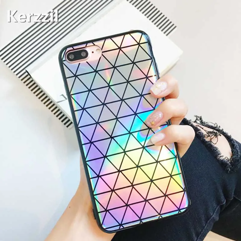 Лазерный цветной геометрический Телефон чехол для iPhone 7 6 S Plus треугольная