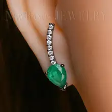 Newranos, зеленые серьги в форме капель, кубические циркония, серьги-гвоздики для женщин, модные ювелирные изделия EFX001512