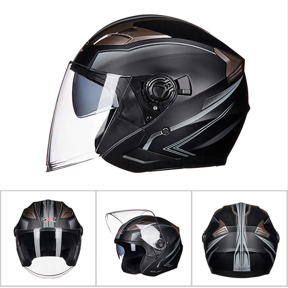 GXT мотоциклетный шлем половина лица ABS мотоциклетный шлем для верховой езды безопасный шлем с двойными линзами мотоциклетный шлем Casco Moto - Цвет: G708-Black Gray