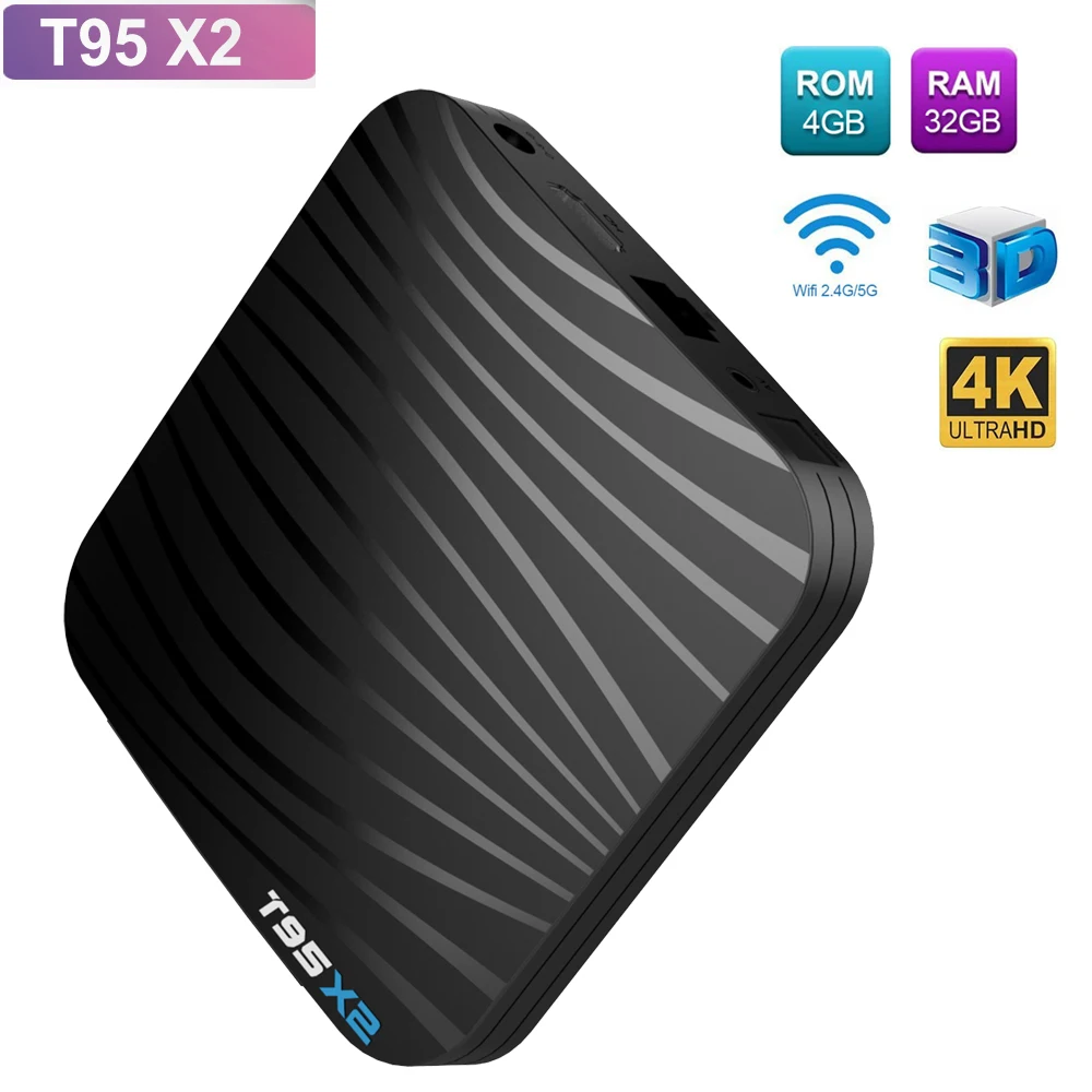 

Smart TV Box T95X2 2G 16G 4GB 32GB Android 8.1 Tv Box 4K HD 3D S905X 2.4G 5G WiFi set-top box Bluethooth 1000M android tv box