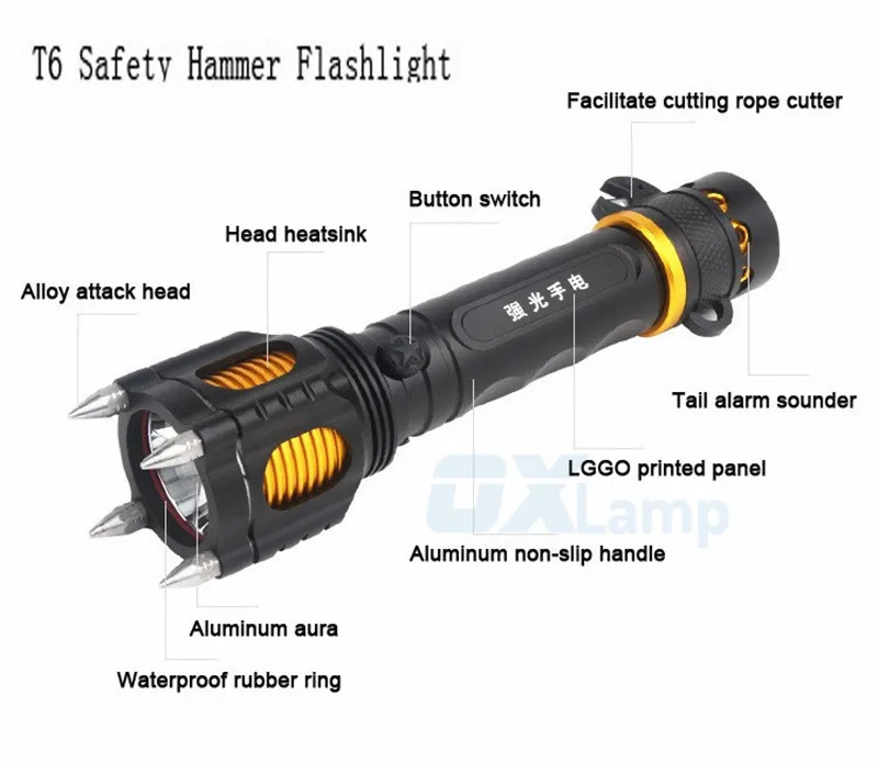 Мощный светодио дный фонарик Torch Light Cree T6 прожектор Тактический Lanterna Torche 18650 самообороны атаки сигнализации охота свет