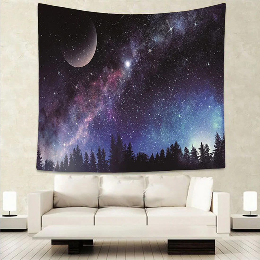 Украшения дома Красивая ночное небо Луна настенный гобелен настенный лес Звездная ночь гобелены 75x87 см/130x150 см/150x170 см