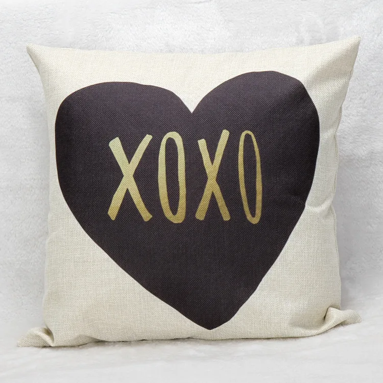 XOXO Heart Cotton Linen Throw Pillow Case Cover Home YRM3pillow case