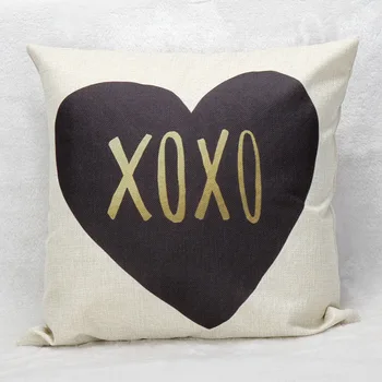 

XOXO Heart Cotton Linen Throw Pillow Case Cover Home YRM3