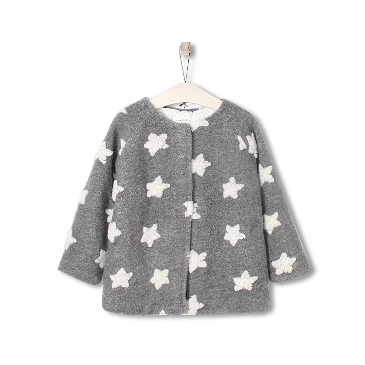 

Baby girl's Gray plush coat Children's wool warm jacket