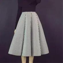 Осенняя черно-белая юбка-пачка в Вертикальную Полоску, осенняя длинная хлопковая юбка в стиле ретро