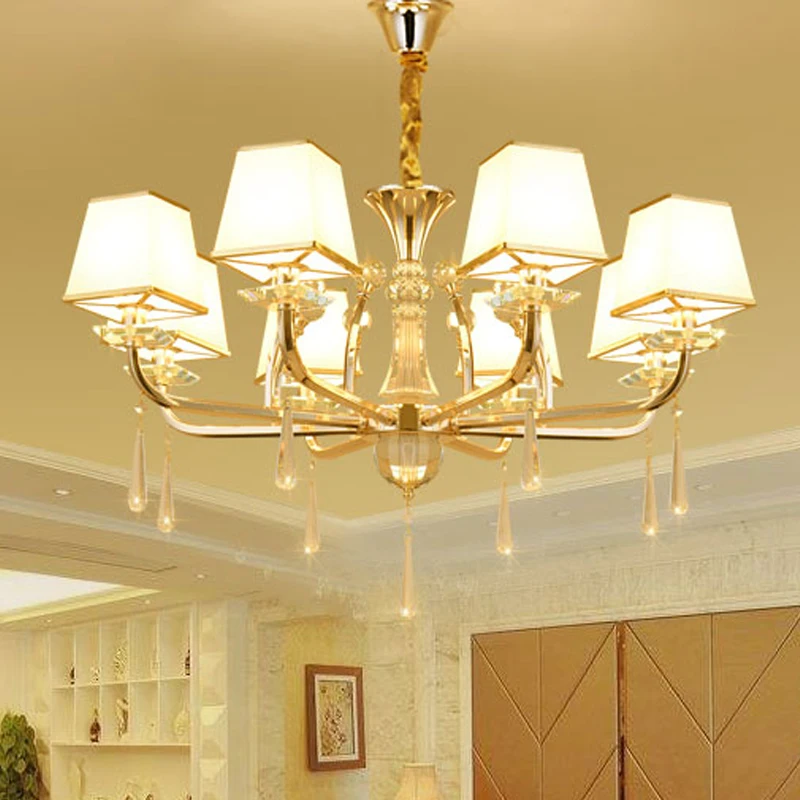 Современные светодиодный золотой кристалл люстра с канделябрами де cristal гостиной столовой lampadario светодиодный candelabros decorativos