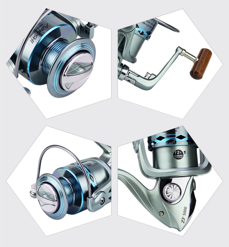 High Strength Aluminium Alloy Metal Head & Arm Spinning Fishing Reel 12+1BB Gapless Fishing Spinning Wheel Sea Fishing Tackle (6)