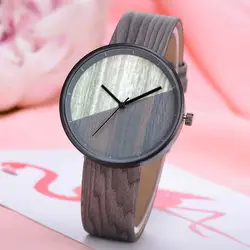 Женская мода кожаный ремешок аналоговые кварцевые наручные часы круглые часы