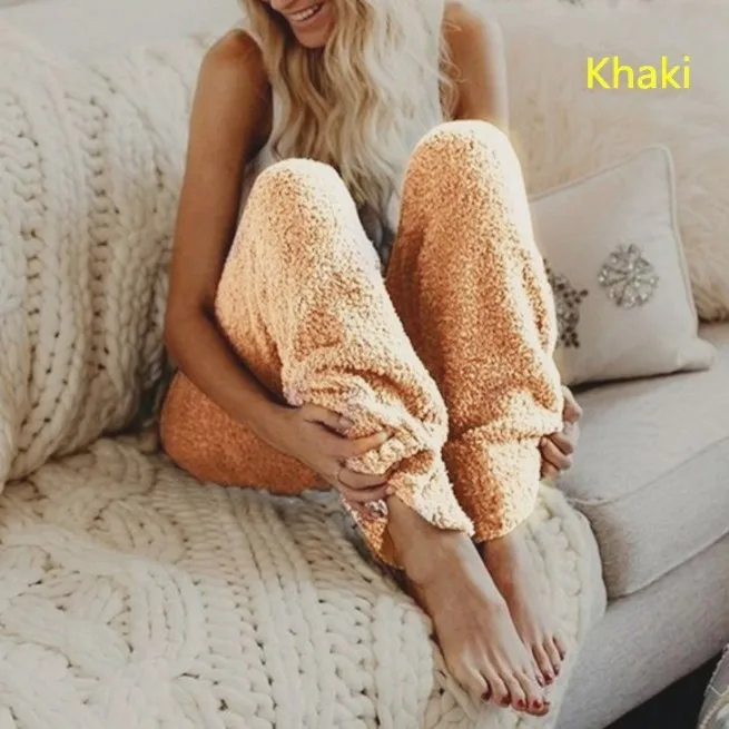 Weweya/зимняя Пижама, флисовые домашние штаны, женская пижама, толстая Пижама, женские штаны, Женская Повседневная Теплая Бархатная Домашняя одежда, размер S-5XL - Цвет: Khaki