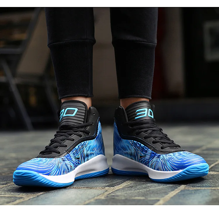 Новинка; мужские баскетбольные кроссовки с высоким вырезом; дышащие Нескользящие износостойкие кроссовки на шнуровке; Уличная обувь для бега и ходьбы