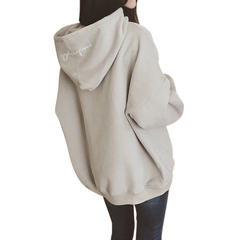 Autumn Winter Women's Hoodies Loose Long-sleeved Hooded Tops Korean Version Plus Velvet Solid Sweatshirt Female 2018 New Arrival Hoodies