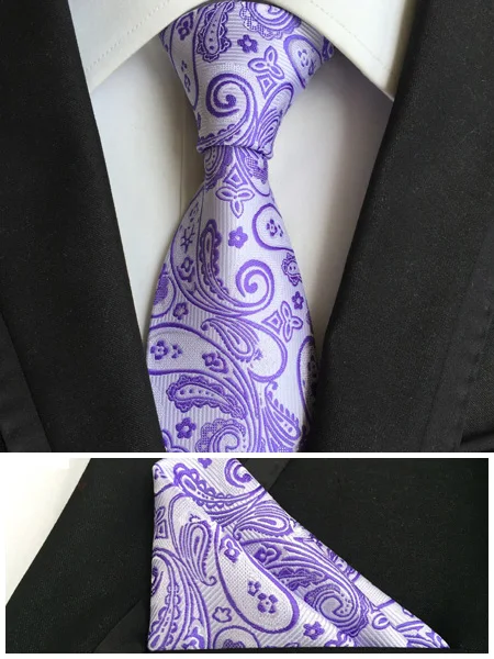 8 см роскошные дизайнерские формальный комплект галстуков Мужская Мода Галстук с лавандой фиолетовый тканые платок