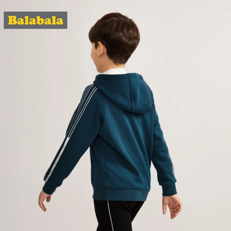 Толстовка Balabala с капюшоном свитшот флисовой подкладкой полосатая по бокам