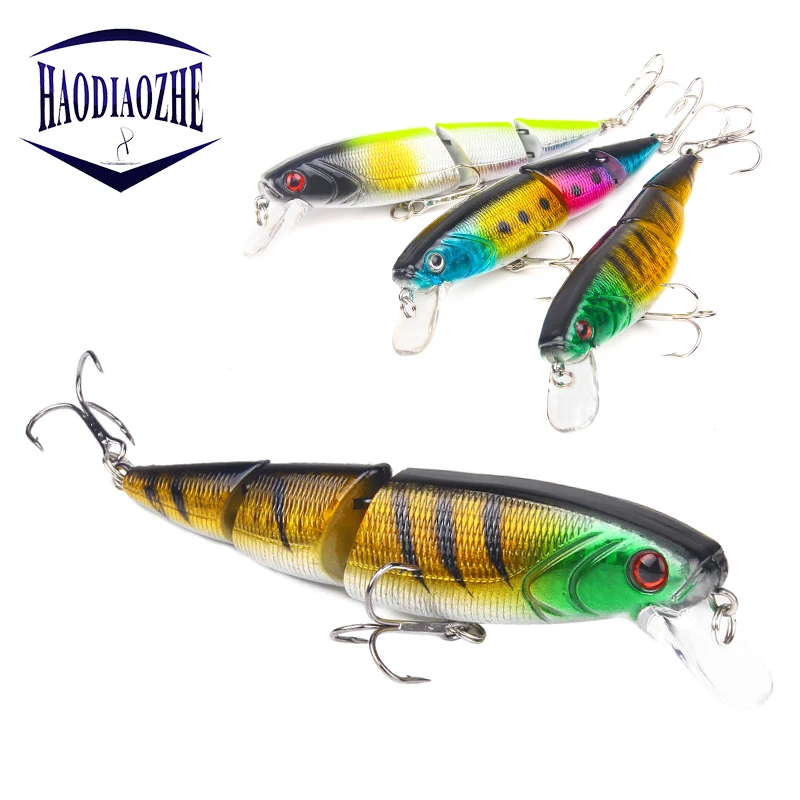 

HAODIAOZHE 1PCS Jointed Fishing Lure 10.5CM/15G Minnow Plastic Artificial Fishing Wobbler Tools Jerk Fish Carp Pesca Tackle YU51