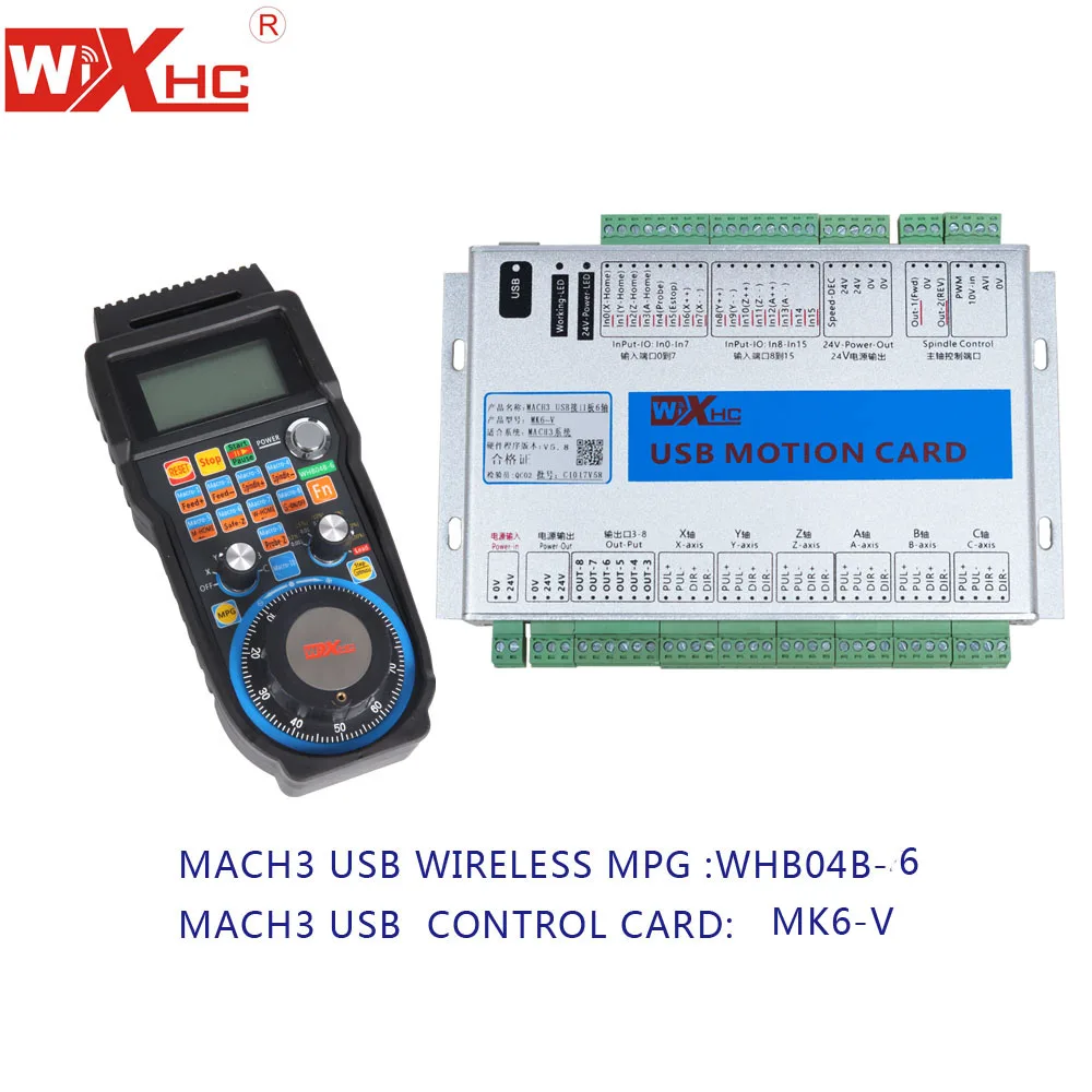 XHC 6 оси Mach3 управления usb-карты и Беспроводной MPG cnc дистанционного WHB04B-6