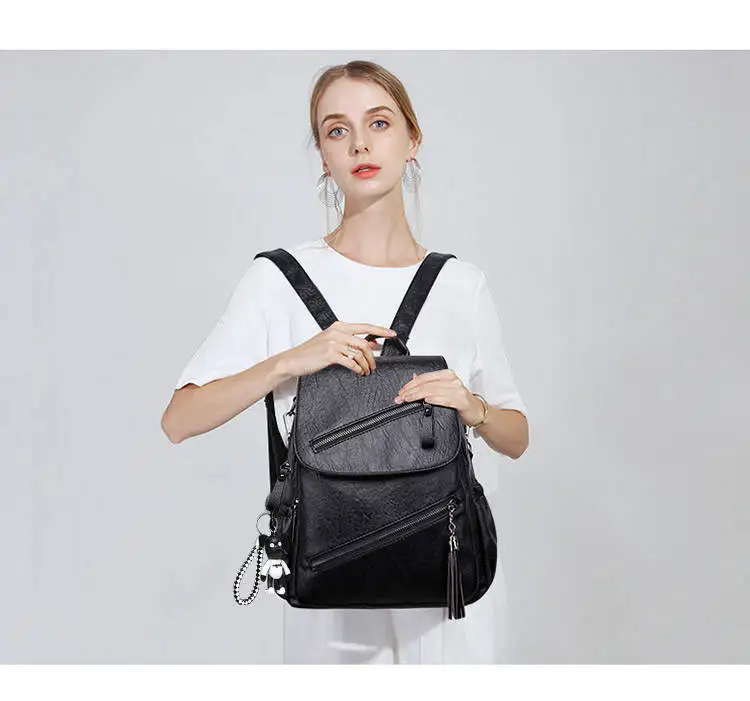Винтажный рюкзак с кисточками, женский Ретро рюкзак из искусственной кожи, Большой Вместительный школьный рюкзак для девочки-подростка, дорожная сумка