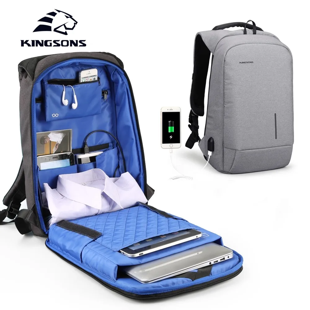 

New Item Kingsons 13.3 15.6 inch Interior Slot Pocket Laptop Backpack Men Women Business Leisure Travel Backpack Student Bag