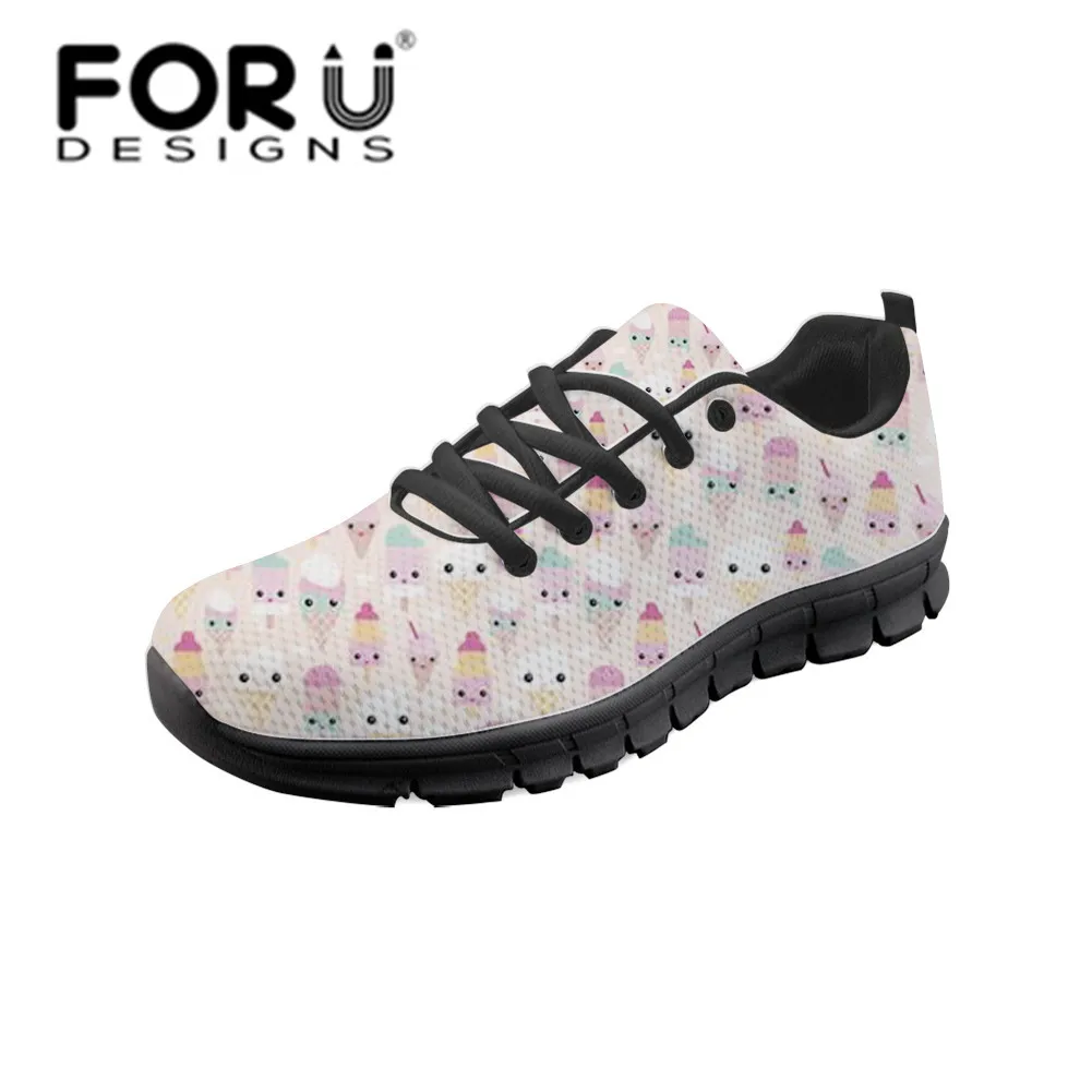 

FORUDESIGNS Vulcanize Shoes Women 3D Ice-cream Pattern Female Low Flat Ladies Shoes Sneakers Casual Shoes Zapatos Tenis Feminino