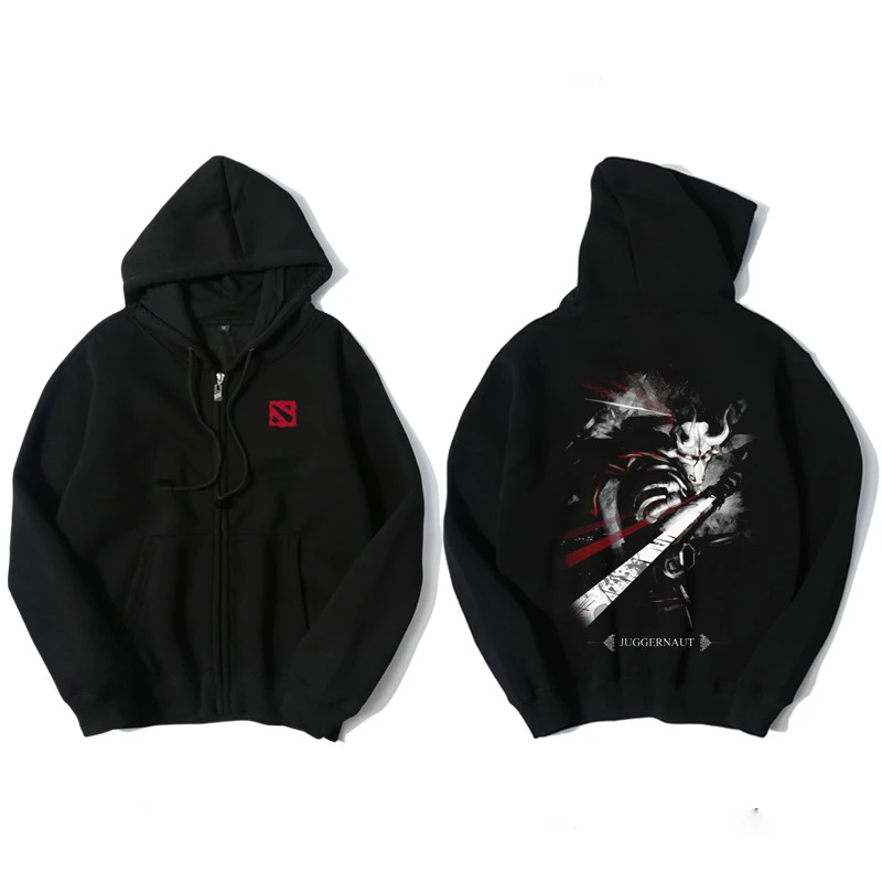 

Waidx DOTA 2 Jugg Yurnero Hoodies Men Cotton Blade Master Hero Sweatshirt Side Pockets Hoody Outerwear Unisex Zipper Coat