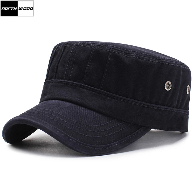 

[NORTHWOOD] Summer Flat Top Cap For Men Army Cap Bone Gorra Military Cap Sun Visor Black Dad Hat Trucker Cap gorra hombre