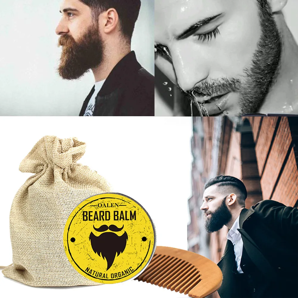 

Men's Beard Growth Care Suit Beard Brush + Moustache Wax Combination to Promote the Normal Growth of Hair Beard