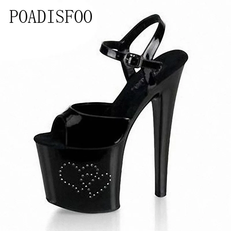 

POADISFOO diamond-encrusted super high-heeled shoes and catwalk sandals painted super high-heeled shoes dance shoes LYP-E-033