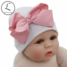 GZHilovingL/ Детские шапочки с большим бантом для новорожденных девочек; Детские шапочки с цветочным узором; весенне-зимняя мягкая хлопковая шапка для маленьких девочек
