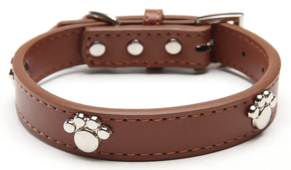 BA2009 Retail & Wholesale Genuine leather Paw dog collars pet products