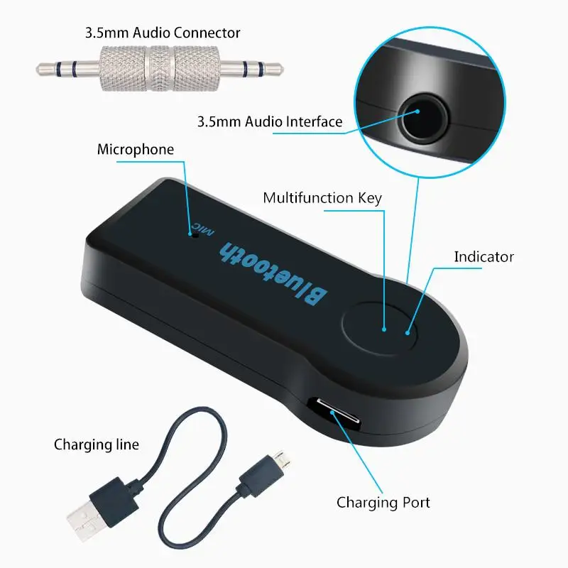 Беспроводной Bluetooth ресивер стерео аудио Музыка Bluetooth приемник адаптер динамик Fm без потерь Bluetooth передатчик с Mirc