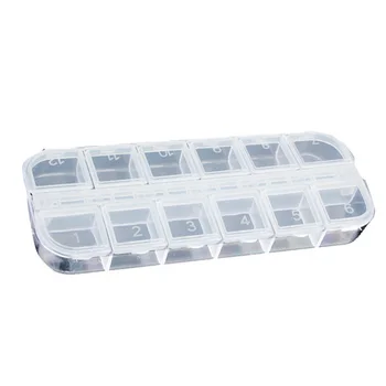 

Storage Box 12 Detachable Clear Plastic Divided Storage Box Home Nail Art Empty Divided Boxes Storage Case -46