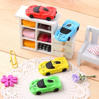 

Coloffice random color mini Cute cool Sports cars can separate Rubber Eraser Set Stationery School Office Supplies Kids Gift 1PC