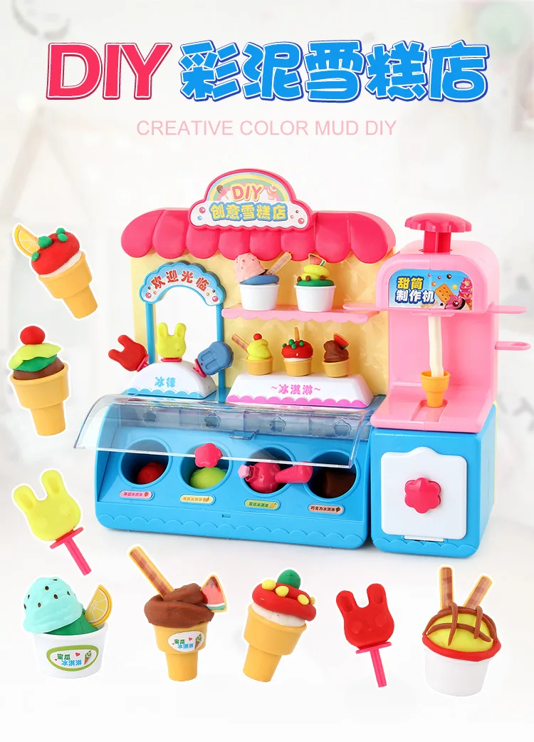 Ferramenta de Modelagem de Argila Máquina de Brinquedos para as Crianças Kit de Design Crianças Brincam Massa Criativa Brinquedos Educativos Plasticina Faça Você Mesmo Ice Cream 3d 2 Cheap Argila de modelagem