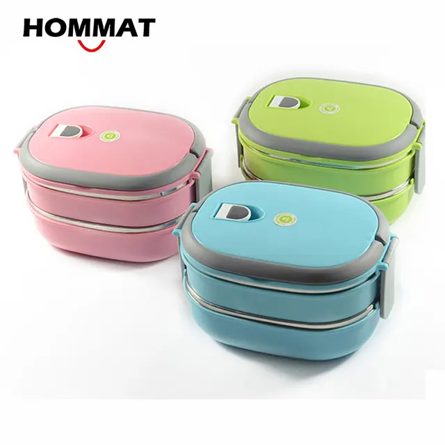 HOMMAT 1 2 Tier Stainless Steel Japanese Bento Lunch Box Thermo Bento