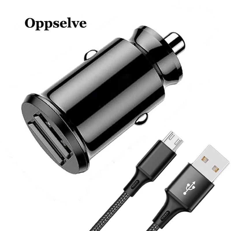 Car Charger Mini Dual USB Car Charger USB Charger For Phone 2 Ports Fast Car-Charger For iPhone X 8 7 Samsung 1M Micro USB Cable