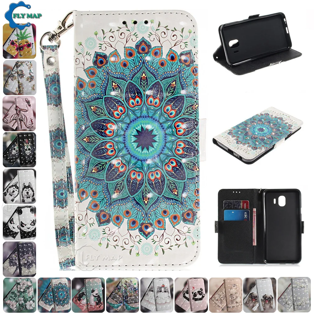 3D Flip Case for Samsung Galaxy J4 2018 SM J400 J400F J400F/DS Case Silicone Wallet Phone Leather Cover SM-J400F SM-J400F/DS Bag