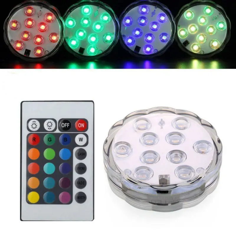 

1 PC Submersible LED Light waterproof remote controlled lights battery operated lights for wedding party decorations lamps
