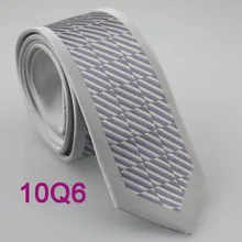 Yibei Coachella связи тонкий серебряный границы Средства ухода за кожей Шеи Галстуки Тощий серебристый и серый диагональные полосы и проверено Cravatta Модные Узкие Средства ухода за кожей Шеи галстук