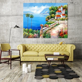 

Vintage Home Decor Landscape Mediterranean Sea Picture for Restaurant Room Wall Art Canvas Print Painting Custom Dropshipping