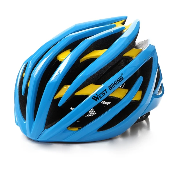 WEST BIKING Велосипедные шлемы Глава Защитите велосипед шлем EPS 24 вентиляционные отверстия Открытый спорт MTB велосипеда Велоспорт Велосипедный Спорт Детская безопасность Шлемы - Цвет: Blue yellow