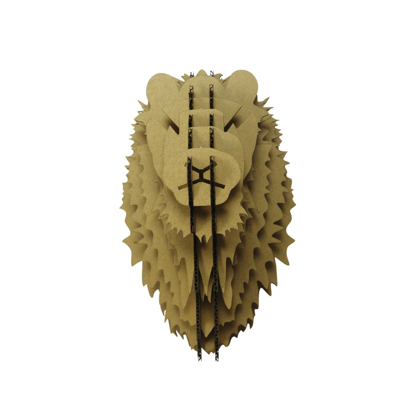 Diyのライオンヘッド壁彫刻装飾3dパズルかわいい小さな段ボール動物ヘッドウォールマウントの装飾ぶら下げ工芸クリエイティブアート 3d Puzzle Cardboard Animalanimal Cardboard Aliexpress