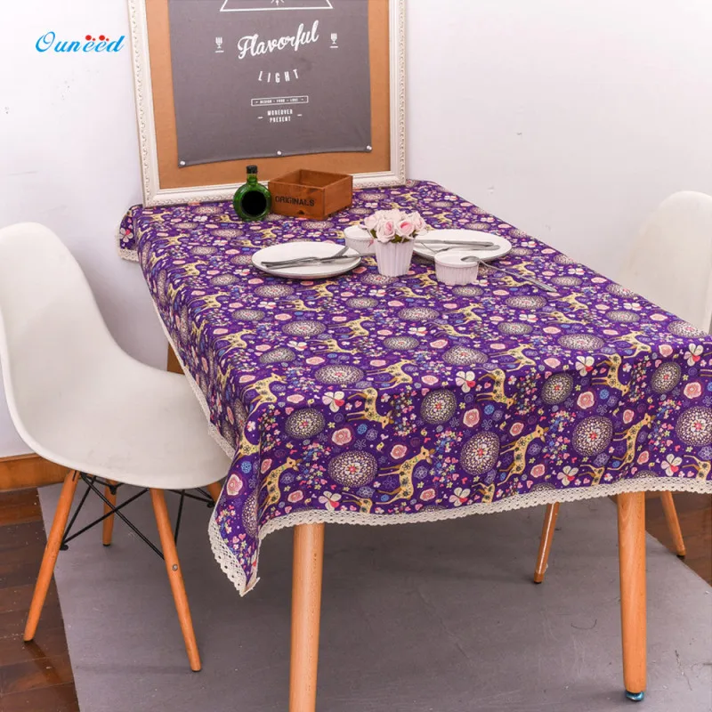 Скатерть Ouneed Happy Christmas простая скатерть 140*250 см для обеденного стола синяя и