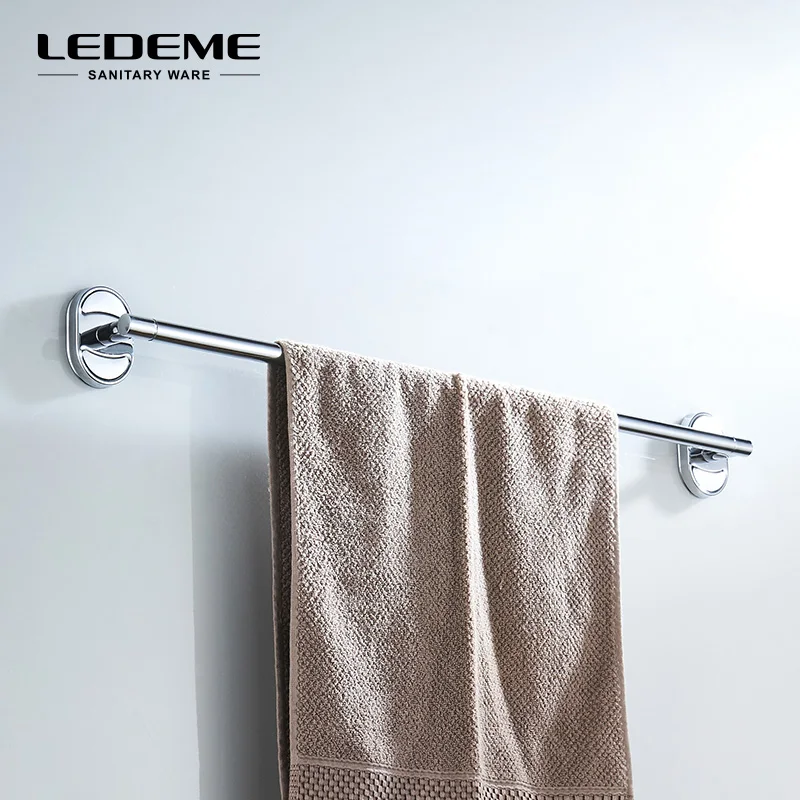 

LEDEME Silver Wall Mounted Stainless Steel Single Towel Bars Towel Hanger For Bathroom Hardware Accessories Towel Rack L1901