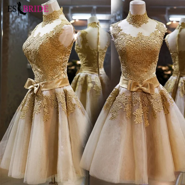 Luxury Gold Gorgeous Evening Dresses Long Formal Party Princess Evening Dress Arabic A-line Special Occasion Dresses ES2191