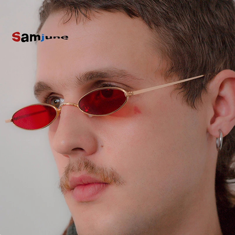 Мужские и женские Овальные Солнцезащитные очки Samjune ретро в металлической оправе