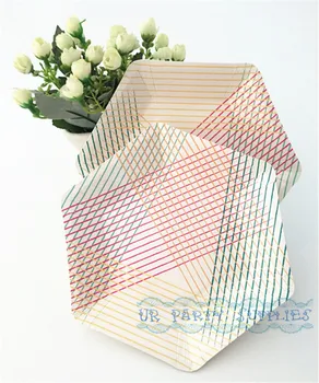 

Free Shipping 100pcs Party Plates Tableware Pink Modern Geometrical Hexagonal Paper Plates 7" Dessert Cocktail Party Plates
