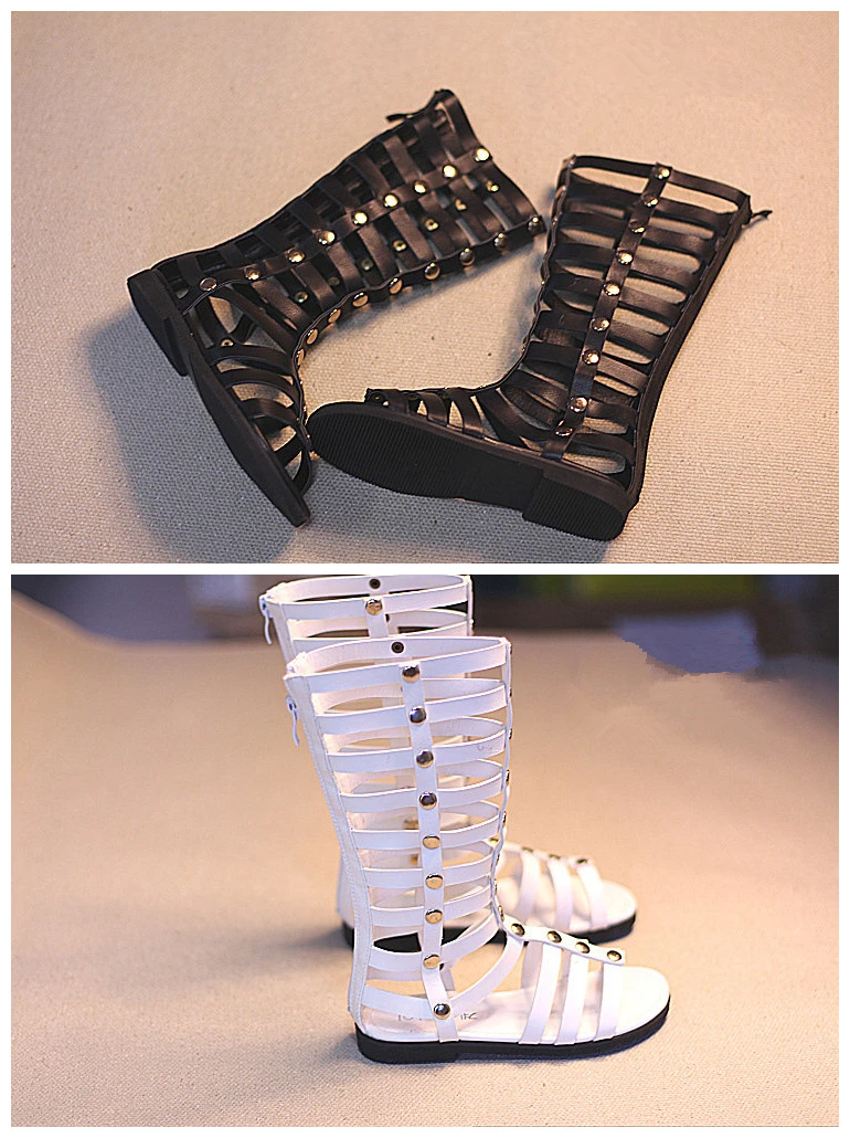 15 Hot Vente Bebe Enfant Enfants Spartiates Noir Blanc Rivets Bebe Fille Ete Longues Bottes 2 5 13 Ano Sapatos Infantil Aliexpress
