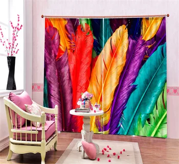 Colorful feathers 3D Blackout Window Curtains For kids Living room Bedding room Office Curtain Drapes Cortinas para sala Colorful feathers 3D Blackout Window Curtains For kids Living room Bedding room Office Curtain Drapes Cortinas para sala